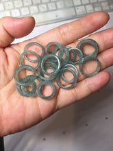 Load image into Gallery viewer, 13.3mm size 2 100% natural type A icy watery green/blue Guatemala square style jadeite jade pinky finger band ring/pendant group BS124
