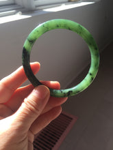 Load image into Gallery viewer, 58mm Certified 100% Natural Fresh Young Green/Dark Green/Black Green Ink Painting (绿水墨) Round Cut Nephrite (Wulanhai 乌兰海碧玉) Bangle HN150-7311

