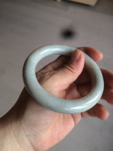 Load image into Gallery viewer, 56.4mm 100% Natural white/beige/gray with floating dandelions round cut nephrite jade bangle HT95
