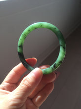 Load image into Gallery viewer, 58mm Certified 100% Natural Fresh Young Green/Dark Green/Black Green Ink Painting (绿水墨) Round Cut Nephrite (Wulanhai 乌兰海碧玉) Bangle HN150-7311
