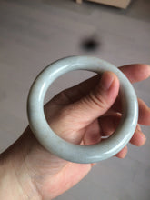 Load image into Gallery viewer, 56.4mm 100% Natural white/beige/gray with floating dandelions round cut nephrite jade bangle HT95
