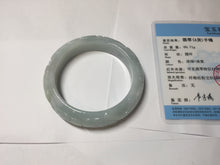 Load image into Gallery viewer, 55.3mm Certified Type A 100% Natural light green with carved Ancient Coin, Auspicious Cloud, and Lingzhi Jadeite Jade bangle PD148-6258
