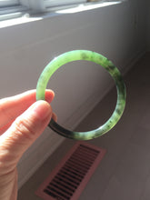 Load image into Gallery viewer, 55mm Certified 100% Natural Fresh Young Green/Dark Green/Black Green Ink Painting (绿水墨) Round Cut Nephrite (Wulanhai 乌兰海碧玉) Bangle HN149-7310
