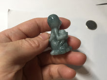 Load image into Gallery viewer, 100% Natural green/blue/gray/black Guatemala jadeite Jade little monkey with ingot desk decor/worry stone PF8
