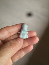 Load image into Gallery viewer, 100% Natural light green white jadeite Jade baby buddha (宝宝佛) pendant AX27
