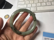 Load image into Gallery viewer, 54.5mm Certified type A 100% Natural light green dark green floating seaweed slim round cut Jadeite bangle PC59-6609
