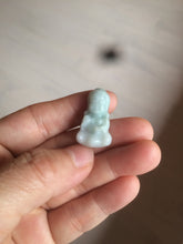 Load image into Gallery viewer, 100% Natural light green white jadeite Jade baby buddha (宝宝佛) pendant AX27
