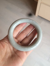 Load image into Gallery viewer, 56.4mm 100% Natural white/beige/gray with floating dandelions round cut nephrite jade bangle HT95
