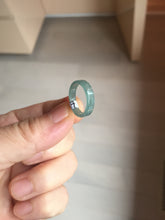 Load image into Gallery viewer, 13.3mm size 2 100% natural type A icy watery green/blue Guatemala square style jadeite jade pinky finger band ring/pendant group BS124
