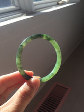 Load image into Gallery viewer, 55mm Certified 100% Natural Fresh Young Green/Dark Green/Black Green Ink Painting (绿水墨) Round Cut Nephrite (Wulanhai 乌兰海碧玉) Bangle HN149-7310
