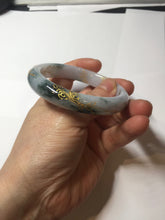 Load image into Gallery viewer, 55.6mm certified 100% natural Type A green white purple carved and golden-painted jadeite jade bangle BH140
