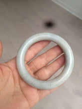 Load image into Gallery viewer, 56.4mm 100% Natural white/beige/gray with floating dandelions round cut nephrite jade bangle HT95
