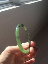 Load image into Gallery viewer, 55mm Certified 100% Natural Fresh Young Green/Dark Green/Black Green Ink Painting (绿水墨) Round Cut Nephrite (Wulanhai 乌兰海碧玉) Bangle HN149-7310
