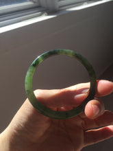 Load image into Gallery viewer, 55mm Certified 100% Natural Fresh Young Green/Dark Green/Black Green Ink Painting (绿水墨) Round Cut Nephrite (Wulanhai 乌兰海碧玉) Bangle HN149-7310
