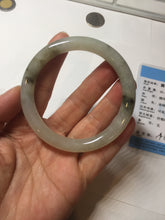 Load image into Gallery viewer, 54mm Certified type A 100% Natural light green dark green floating seaweed round cut Jadeite bangle PC60-6625
