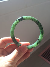 Load image into Gallery viewer, 58.1mm Certified 100% Natural Fresh Young Green/Dark Green/Black Green Ink Painting (绿水墨) Round Cut Nephrite (Wulanhai 乌兰海碧玉) Bangle HN148-7343
