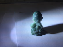Load image into Gallery viewer, 100% Natural green/blue/gray/black Guatemala jadeite Jade little monkey with ingot desk decor/worry stone PF8
