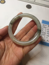 Load image into Gallery viewer, 54mm Certified type A 100% Natural light green dark green floating seaweed round cut Jadeite bangle PC60-6625
