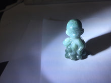Load image into Gallery viewer, 100% Natural green/blue/gray/black Guatemala jadeite Jade little monkey with ingot desk decor/worry stone PF8
