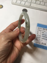 Load image into Gallery viewer, 54mm Certified type A 100% Natural light green dark green floating seaweed round cut Jadeite bangle PC60-6625
