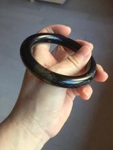 Load image into Gallery viewer, 56mm certified 100% Natural black meteorite chubby round cut nephrite bangle HN36-3600
