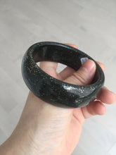 Load image into Gallery viewer, 61mm 100% Natural dark green/black meteorite Stellar Night sky broad style nephrite Jade bangle HF92-1032
