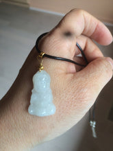 Load image into Gallery viewer, 100% Natural light green white jadeite Jade baby buddha (宝宝佛) pendant AX27
