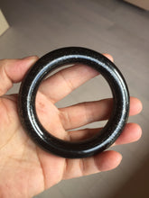 Load image into Gallery viewer, 54.9mm certified 100% Natural black(MO YU 墨玉) meteorite Stellar Night sky chubby round cut nephrite bangle HF119-8244
