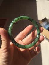 Load image into Gallery viewer, 58.1mm Certified 100% Natural Fresh Young Green/Dark Green/Black Green Ink Painting (绿水墨) Round Cut Nephrite (Wulanhai 乌兰海碧玉) Bangle HN148-7343
