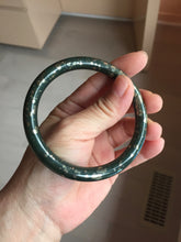 Load image into Gallery viewer, 60.5mm 100% Natural Dark Green/Black Meteorite Star Night Sky Galaxy Nephrite Bangle HT171-0553

