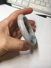 Load image into Gallery viewer, 55.6mm certified 100% natural Type A green white purple carved and golden-painted jadeite jade bangle BH140
