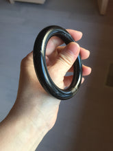 Load image into Gallery viewer, 56mm certified 100% Natural black meteorite chubby round cut nephrite bangle HN36-3600
