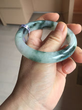 Load image into Gallery viewer, 56.4mm certified 100% natural Type A light green white with green floating flowers jadeite jade bangle BS123-7295
