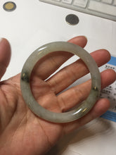 Load image into Gallery viewer, 54mm Certified type A 100% Natural light green dark green floating seaweed round cut Jadeite bangle PC60-6625
