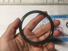 Load image into Gallery viewer, 60mm Certified Type A 100% Natural dark green/blue/gray Guatemala slim round cut Jadeite bangle PD24-3854

