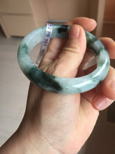 Load image into Gallery viewer, 56.4mm certified 100% natural Type A light green white with green floating flowers jadeite jade bangle BS123-7295
