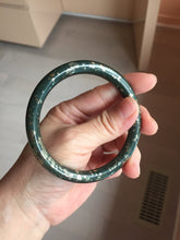 Load image into Gallery viewer, 60.5mm 100% Natural Dark Green/Black Meteorite Star Night Sky Galaxy Nephrite Bangle HT171-0553
