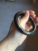 Load image into Gallery viewer, 56mm certified 100% Natural black meteorite chubby round cut nephrite bangle HN36-3600

