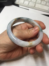 Load image into Gallery viewer, 55.6mm certified 100% natural Type A green white purple carved and golden-painted jadeite jade bangle BH140
