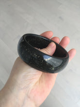 Load image into Gallery viewer, 61mm 100% Natural dark green/black meteorite Stellar Night sky broad style nephrite Jade bangle HF92-1032

