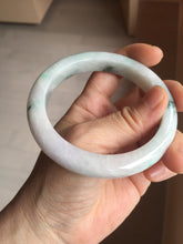 Load image into Gallery viewer, 60.5mm Type A 100% Natural sunny green/light white/purple chubby Jadeite Jade bangle with defects PJ60-1265
