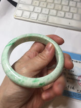 Load image into Gallery viewer, 56mm certified 100% natural Type A sunny green white jadeite bangle PD149-6261
