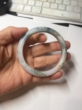 Load image into Gallery viewer, 55.6mm certified 100% natural Type A green white purple carved and golden-painted jadeite jade bangle BH140

