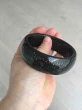 Load image into Gallery viewer, 61mm 100% Natural dark green/black meteorite Stellar Night sky broad style nephrite Jade bangle HF92-1032
