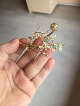 Load image into Gallery viewer, Size 50-64mm Alloy deer with 100% natural type A jadeite jade cabochon beads open Cuff bracelet PA64
