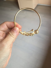 Load image into Gallery viewer, Size 50-64mm Alloy deer with 100% natural type A jadeite jade cabochon beads open Cuff bracelet PA64
