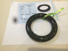 Load image into Gallery viewer, 57.9mm Certified 100% Natural dark green with light green fern frost chubby round cut nephrite Jade bangle HT102-0801
