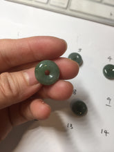 Load image into Gallery viewer, 12-19mm Type A 100% Natural dark green black gray(老油青) Jadeite Safety Guardian Button donuts pendant PF10
