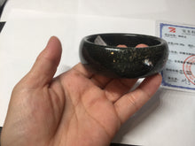 Load image into Gallery viewer, 61mm 100% Natural dark green/black meteorite Stellar Night sky broad style nephrite Jade bangle HF92-1032
