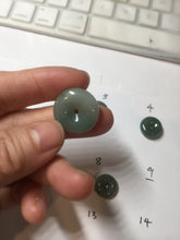 Load image into Gallery viewer, 12-19mm Type A 100% Natural dark green black gray(老油青) Jadeite Safety Guardian Button donuts pendant PF10
